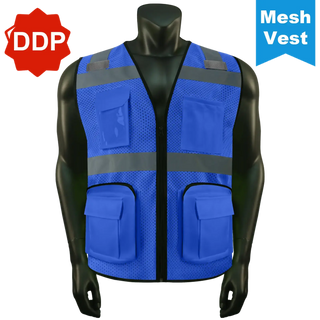 Custom Safety Vest with 11 Pockets Class 2 High Visibility Reflective Construction Workwear