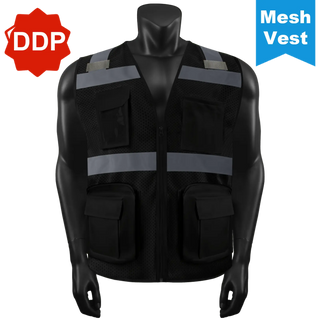 Custom Safety Vest with 11 Pockets Class 2 High Visibility Reflective Construction Workwear