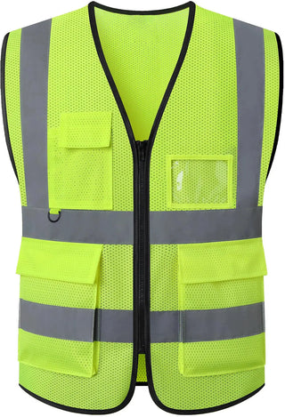 Custom Mesh Safety Vest Class 2 High Visibility Reflective with Pockets Construction Workwear
