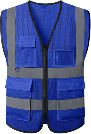 Custom Mesh Safety Vest Class 2 High Visibility Reflective with Pockets Construction Workwear
