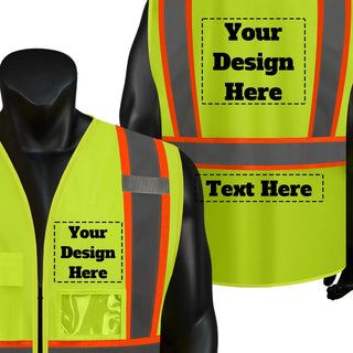 Custom Safety Vest Heavy-Duty Knit Fabric with Reflective Strips CustomTok