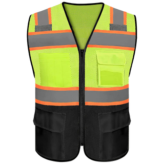 Custom Lightweight Mesh Reflective Vest 9 Pockets Perfect for Hot Weather, Outdoor Sports and Construction