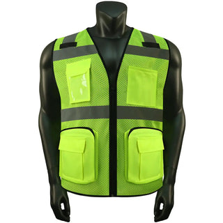 Custom Safety Vest with 11 Pockets Class 2 High Visibility Reflective Construction Workwear CustomTok