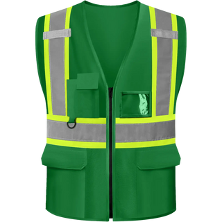 Custom Safety Vest Heavy-Duty Knit Fabric with Reflective Strips