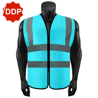 Custom Logo Safety Zipper Vest High Visibility Vest Customize Logo Text Image Reflective Security Vest
