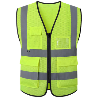 Custom Mesh Safety Vest Class 2 High Visibility Reflective with Pockets Construction Workwear