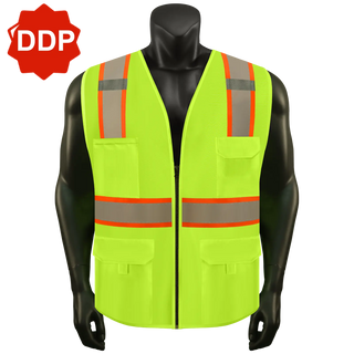 Custom Reflective Safety Vest 10 Utility Pockets Polyester for Breathability Ideal for construction, cycling & dog walking CustomTok