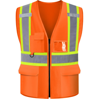 Custom Safety Vest Heavy-Duty Knit Fabric with Reflective Strips