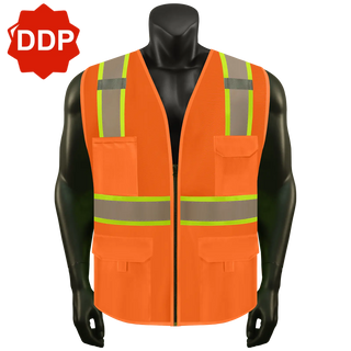 Custom Reflective Safety Vest 10 Utility Pockets Polyester for Breathability Ideal for construction, cycling & dog walking CustomTok