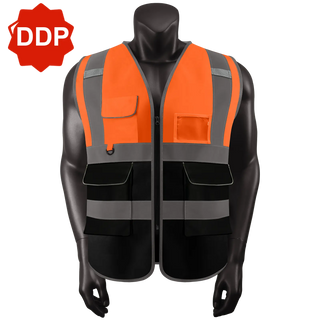 Custom Safety Vest Rugged Knit Reflective Vest 6 Pockets Tear-Resistant Polyester for Long-Lasting Use CustomTok