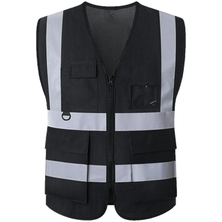 Sicherheitsweste aus Mesh-Gewebe, Klasse 2, hochsichtbar, reflektierend, mit Taschen, Bauarbeitskleidung