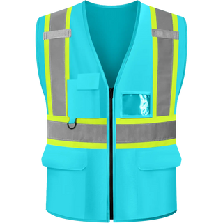 Custom Safety Vest Heavy-Duty Knit Fabric with Reflective Strips