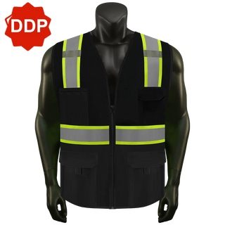 Custom Reflective Safety Vest 10 Utility Pockets Polyester for Breathability Ideal for construction, cycling & dog walking CustomTok