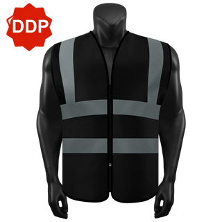 Custom Logo Safety Zipper Vest High Visibility Vest Customize Logo Text Image Reflective Security Vest