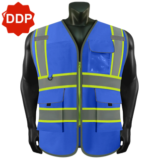Custom safety vest Industrial-Grade Reflective Vest 9 Reinforced Pockets Durable Polyester for Tough Jobs CustomTok