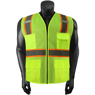 Custom Reflective Safety Vest 10 Utility Pockets Polyester Mesh for Breathability Ideal for construction, cycling & dog walking CustomTok