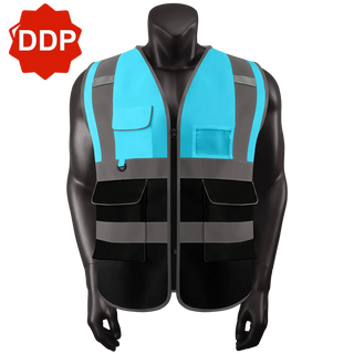 Custom Safety Vest Rugged Knit Reflective Vest 6 Pockets Tear-Resistant Polyester for Long-Lasting Use CustomTok