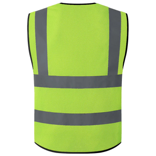 Sicherheitsweste aus Mesh-Gewebe, Klasse 2, hochsichtbar, reflektierend, mit Taschen, Bauarbeitskleidung