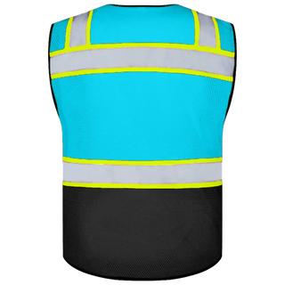 Chaleco reflectante de malla ligero personalizado con 9 bolsillos, perfecto para climas cálidos, deportes al aire libre y construcción.