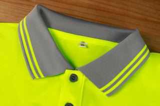 Custom Polo High Visibility Reflective ANSI Class 2 Grey Collar Short Sleeves CustomTok