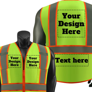 Custom Safety Vest Rugged Knit Reflective Vest 4 Pockets Tear-Resistant Polyester for Long-Lasting Use CustomTok