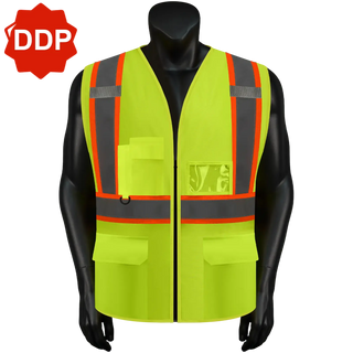 Custom Safety Vest Heavy-Duty Knit Fabric with Reflective Strips CustomTok