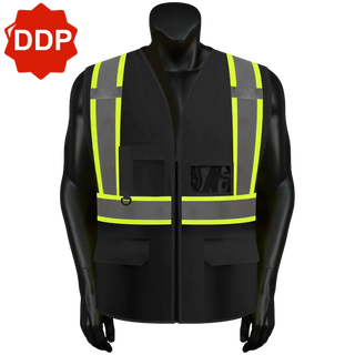 Custom Safety Vest Heavy-Duty Knit Fabric with Reflective Strips CustomTok