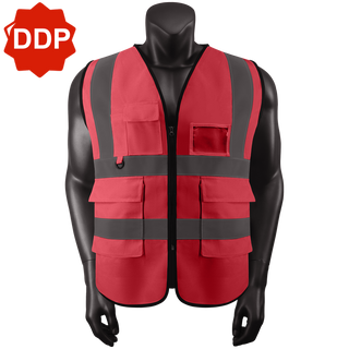 Custom Safety Vest Class 2 High Visibility Reflective with Pockets Construction workwear CustomTok