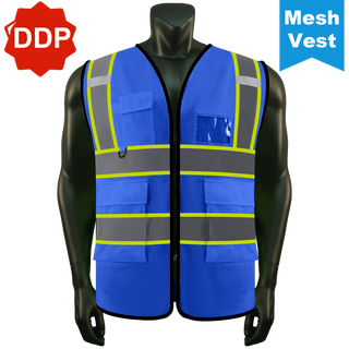 Custom Mesh Reflective Safety Vest with Zipper High Visibility Vest Outdoor Construction Protective Workwear CustomTok