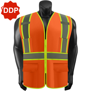 Custom Safety Vest Rugged Knit Reflective Vest 4 Pockets Tear-Resistant Polyester for Long-Lasting Use CustomTok