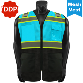 Custom Lightweight Mesh Reflective Vest 9 Pockets Perfect for Hot Weather, Outdoor Sports and Construction CustomTok