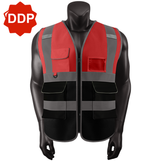 Custom safety vest Rugged Knit Reflective Vest 6 Pockets Tear-Resistant Polyester for Long-Lasting Use CustomTok