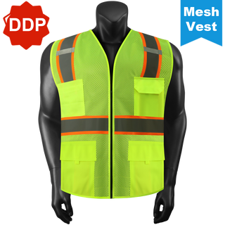 Custom Reflective Safety Vest 10 Utility Pockets Polyester Mesh for Breathability Ideal for construction, cycling & dog walking CustomTok