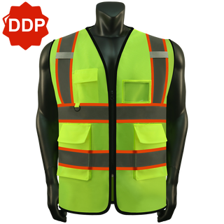 Custom Reflective High Visibility Safety Vest with 5 Pockets ＆Zipper Class 2 Adult Unisex Construction Security CustomTok