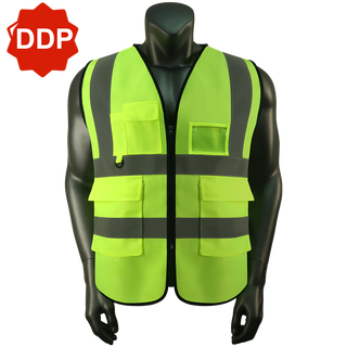 Custom Safety Vest Class 2 High Visibility Reflective with Pockets Construction workwear CustomTok