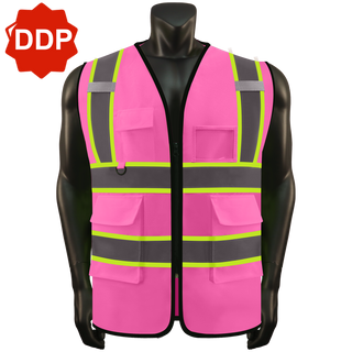 Custom Reflective High Visibility Safety Vest with 5 Pockets ＆Zipper Class 2 Adult Unisex Construction Security CustomTok