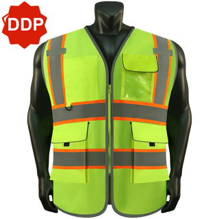 Custom safety vest Industrial-Grade Reflective Vest 9 Reinforced Pockets Durable Polyester for Tough Jobs CustomTok