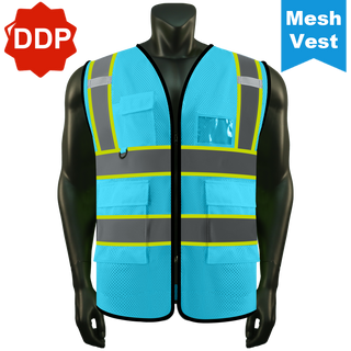 Custom Mesh Reflective Safety Vest with Zipper High Visibility Vest Outdoor Construction Protective Workwear CustomTok