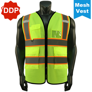 Custom Mesh Reflective Safety Vest with Zipper High Visibility Vest Outdoor Construction Protective Workwear CustomTok