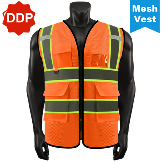 Custom Mesh Reflective Safety Vest with Zipper High Visibility Vest Outdoor Construction Protective Workwear CustomTok