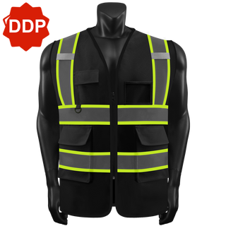 Custom Reflective High Visibility Safety Vest with 5 Pockets ＆Zipper Class 2 Adult Unisex Construction Security CustomTok