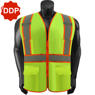 Custom Safety Vest Rugged Knit Reflective Vest 4 Pockets Tear-Resistant Polyester for Long-Lasting Use CustomTok