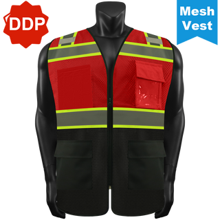 Custom Lightweight Mesh Reflective Vest 9 Pockets Perfect for Hot Weather, Outdoor Sports and Construction CustomTok