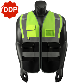 Custom safety vest Rugged Knit Reflective Vest 6 Pockets Tear-Resistant Polyester for Long-Lasting Use CustomTok