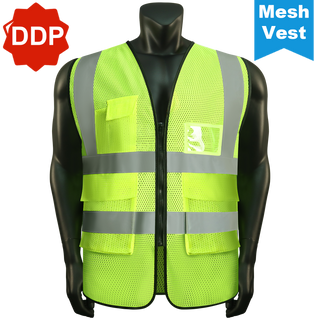 Custom Mesh Safety Vest Class 2 High Visibility Reflective with Pockets Construction workwear CustomTok