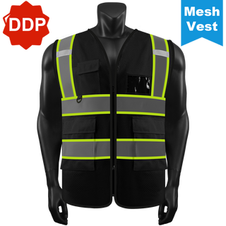 Custom Mesh Reflective Safety Vest with Zipper High Visibility Vest Outdoor Construction Protective Workwear CustomTok