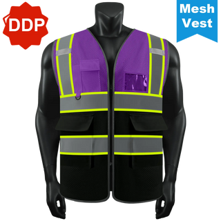 Custom Logo Mesh Safety Vest Class2 High Visibility Reflective Vest Breathable Construction Vest CustomTok