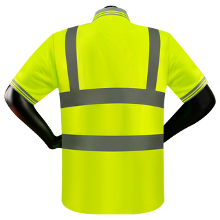 Custom Polo High Visibility Reflective ANSI Class 2 Grey Collar Short Sleeves CustomTok