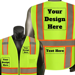 Custom Reflective Safety Vest 10 Utility Pockets Polyester for Breathability Ideal for construction, cycling & dog walking CustomTok