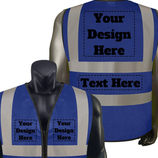 Custom Logo Mesh Safety Zipper Vest High Visibility Vest Customize Logo Text Image Reflective Security Vest CustomTok